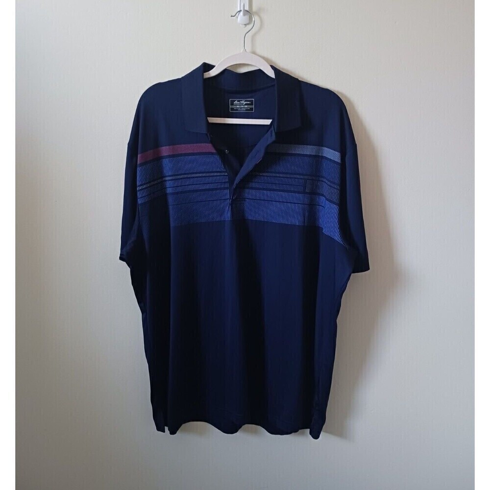 Ben Hogan Performance Mens Short Sleeve Striped Blue Polo Shirt Striped‎ XL